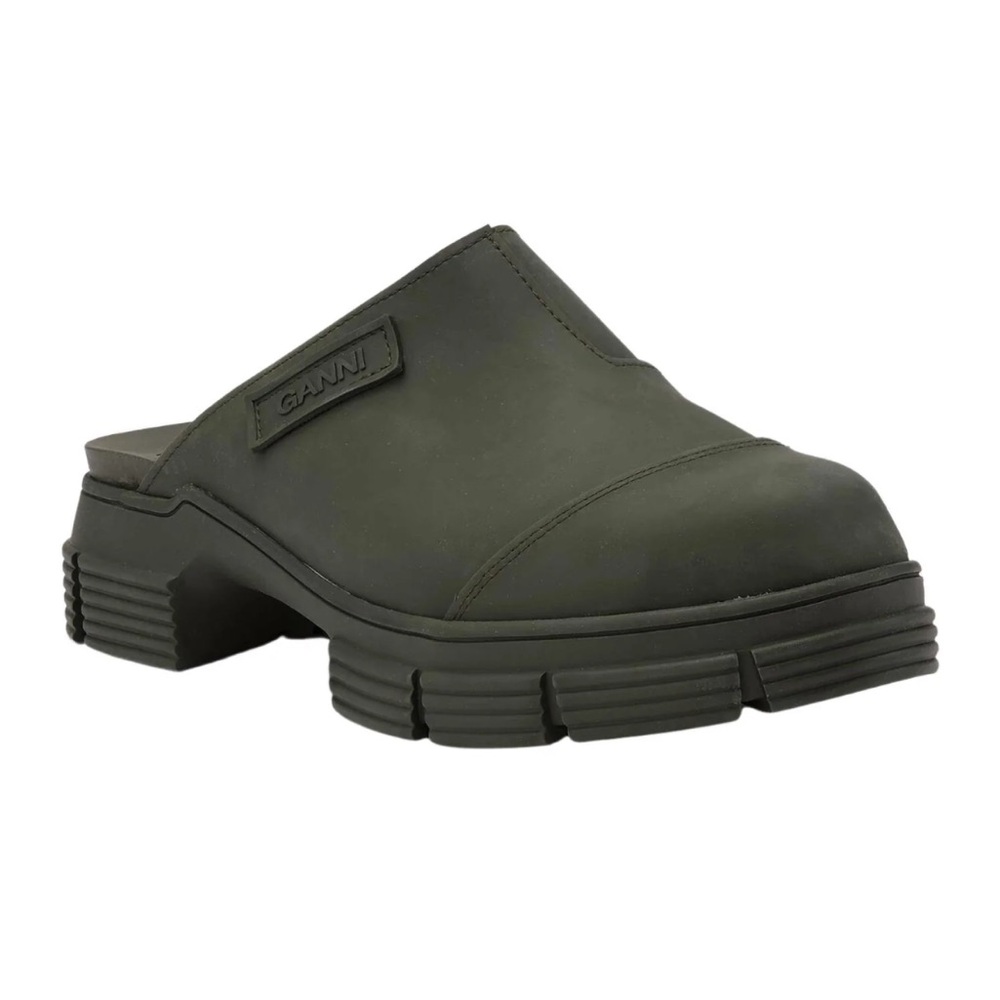 Ganni Olive Green Chunky Clogs